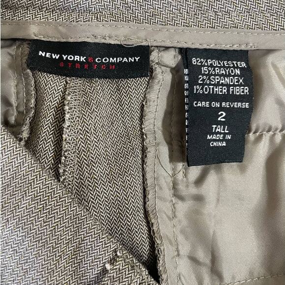 Y2K New York & Co Women Pants 2T Brown Flare Leg Pocket Gold Metallic Thread - Picture 2 of 11